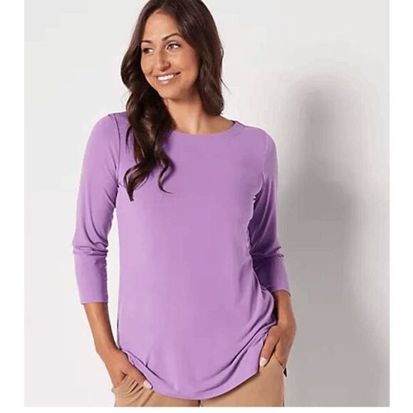 Susan Graver Womens PS Modern Essentials Regular Liquid Knit Tunic Orchid NWOT) - Picture 1 of 3